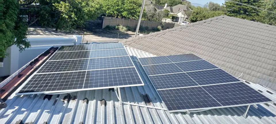 Rooftop solar panel installation, Cape Town