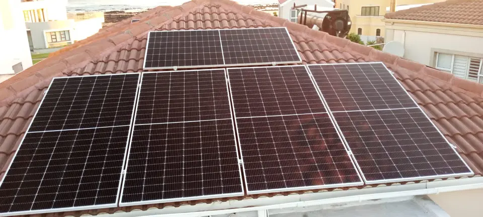 Rooftop solar panel installation, Cape Town