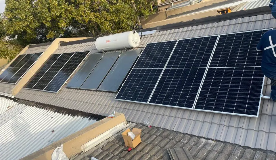 Rooftop solar panel installation, Cape Town