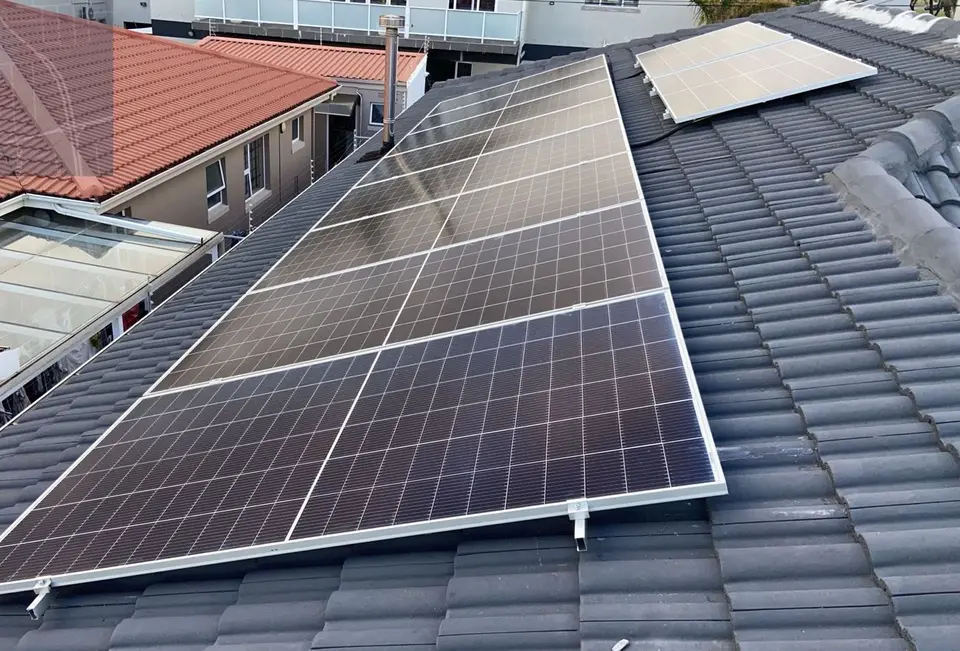 Rooftop solar panel installation, Cape Town