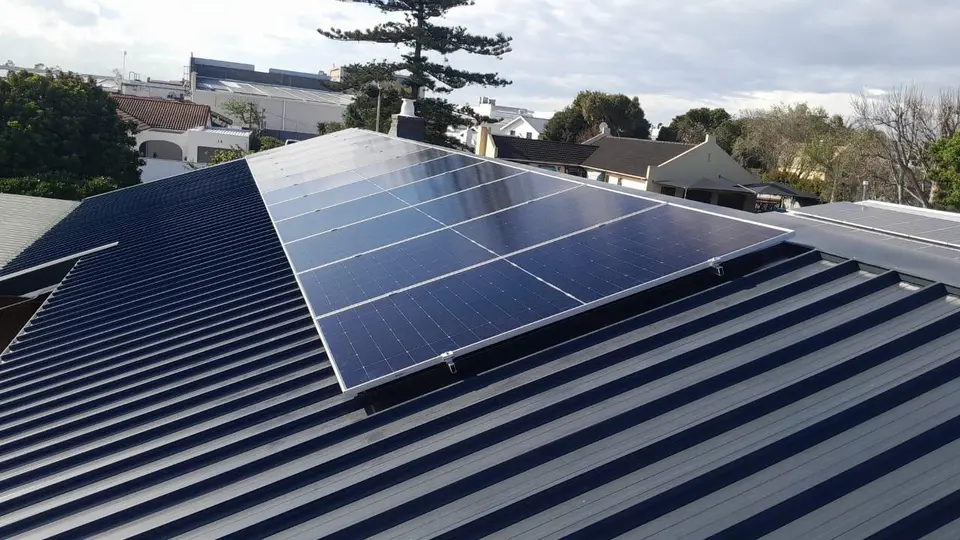Rooftop solar panel installation on a home in Kirstenhof, Cape Town