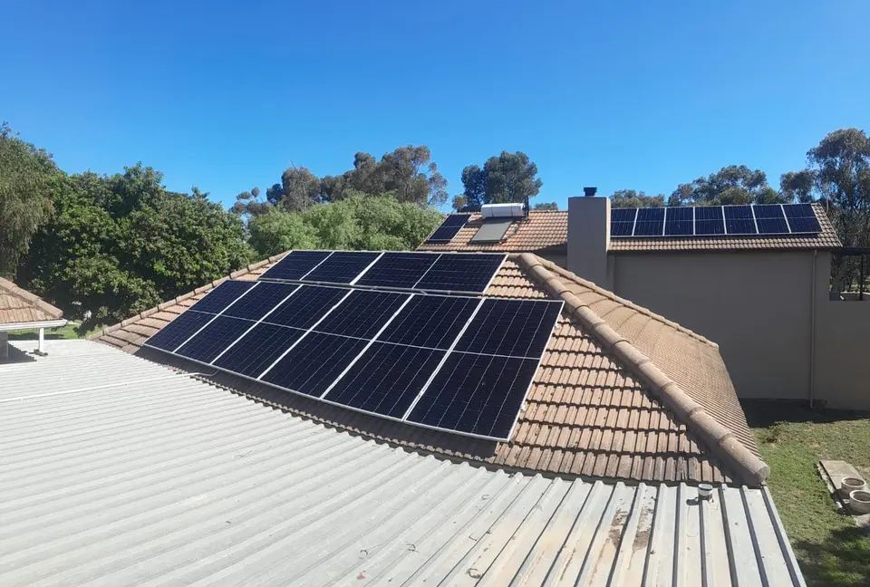 Rooftop solar panels installed on a home in Morning Star, Cape Town